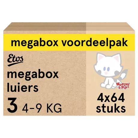 Etos Woezel & Pip Luiers Midi Maat 3 4-9 kg Megabox 4x64 stuks