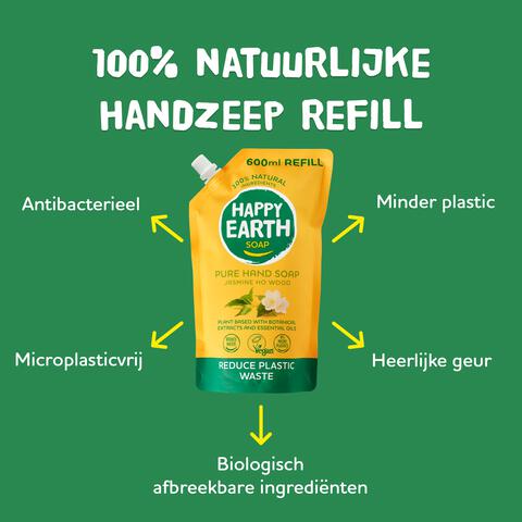 Happy Earth 100% Natural Handzeep Jasmine Ho Wood Refill 600ML