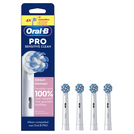 Oral-B Sensitive Clean Opzetborstels Wit 4 Stuks