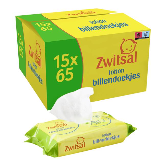 Zwitsal Lotion Billendoekjes 15 x 65 Stuks
