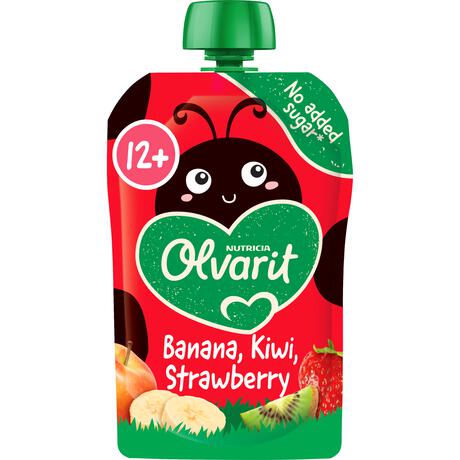 Olvarit Knijpfruit Aardbei Banaan Kiwi 12+ Maanden 100 gram