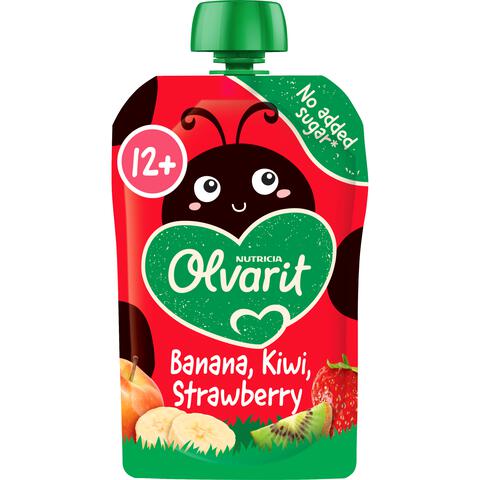 Olvarit Knijpfruit Aardbei Banaan Kiwi 12+ Maanden 100 gram