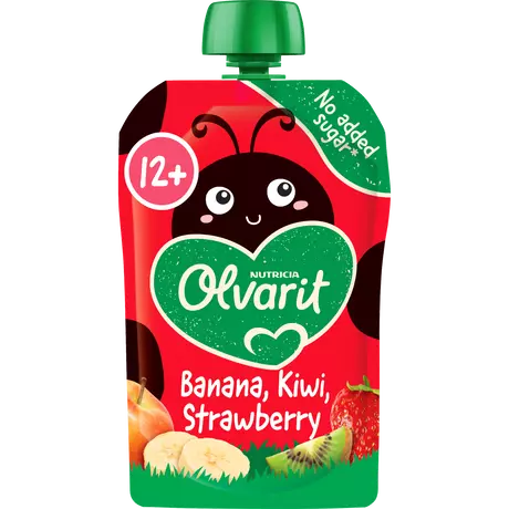 Olvarit Knijpfruit Aardbei Banaan Kiwi 12+ Maanden 100 gram