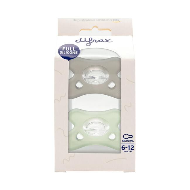 Difrax Fopspeen natural siliconen 6-12M Stone/ Sage