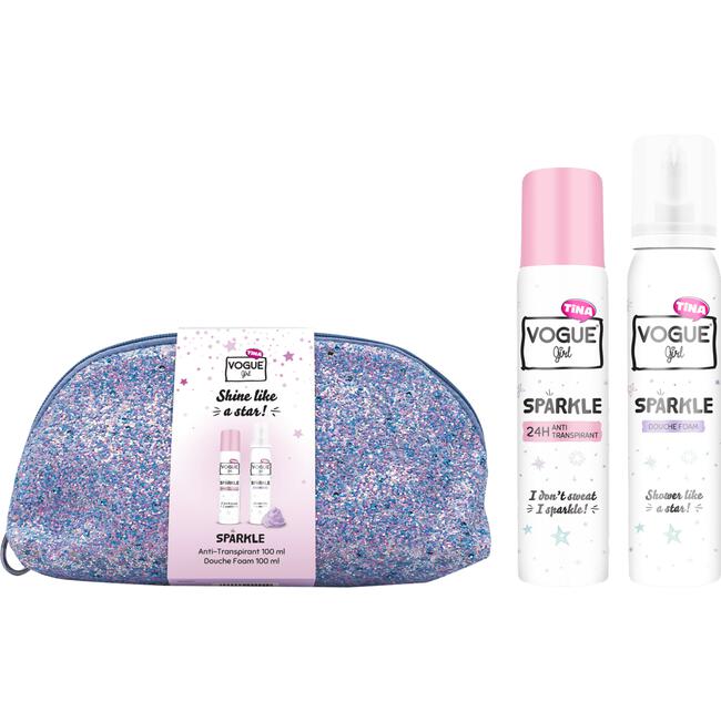 VOGUE Girl Sparkle giftset Pailletten Anti-Transpirant 100ml Douche Foam 100ml