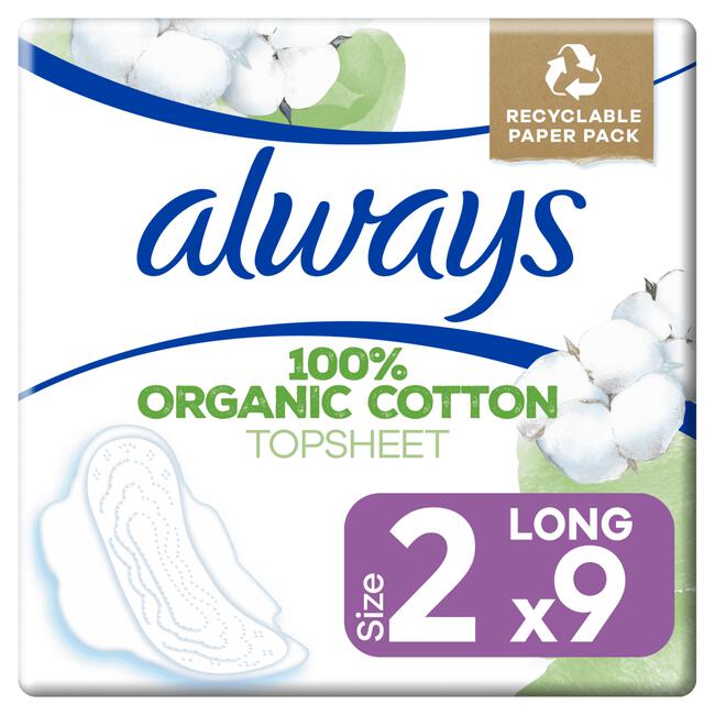 Always Cotton Protection Maandverband Long Met Vleugels 9 Stuks