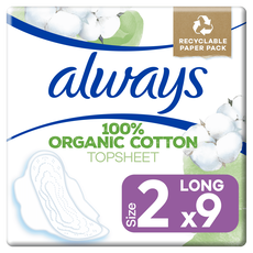 Always Cotton Protection Maandverband Long Met Vleugels 9 Stuks