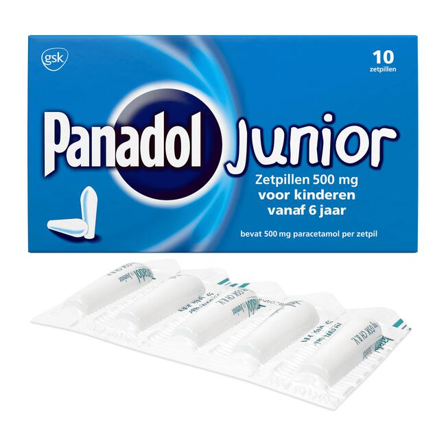 Panadol Junior Zetpillen 500 mg Paracetemol voor Kinderen vanaf 6 jaar
