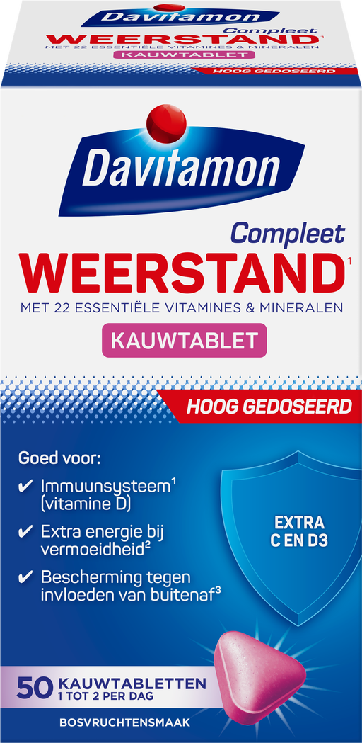 Davitamon Compleet Weerstand Vitamine C & D3 Forte Kauwtabletten 50 stuks