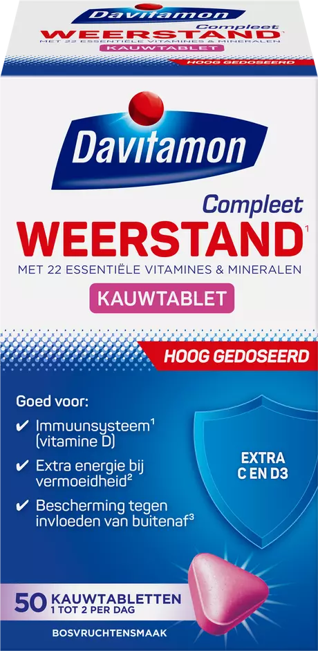Davitamon Compleet Weerstand Vitamine C & D3 Forte Kauwtabletten 50 stuks