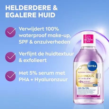 NIVEA Luminous630 Skin Glow Serum Infused Micellair Water 400 ML