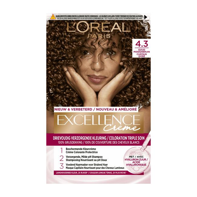 L'Oréal Paris Excellence Crème Verzorgende Crèmekleuring 4.3 Midden Goudbruin