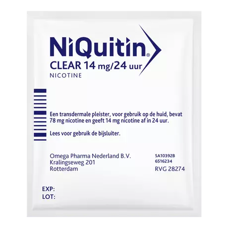 NiQuitin Clear Nicotine Pleisters Stoppen met roken 14 mg