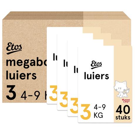 Etos Woezel & Pip Luiers Midi Maat 3 4-9 kg Megabox 4x40 stuks