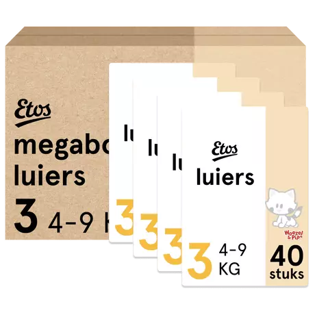 Etos Woezel & Pip Luiers Midi Maat 3 4-9 kg Megabox 160 stuks