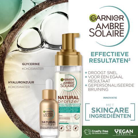 Garnier Ambre Solaire Self Tan Mousse Zelfbruiner voor Lichaam & Gezicht 200ML