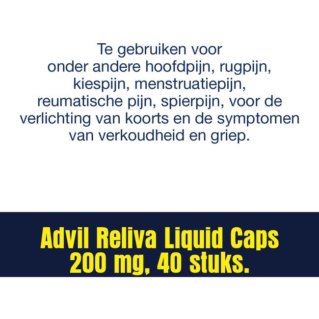 Advil Reliva Liquid-Caps 200 MG Voor Pijn En Koorts 40 Stuks