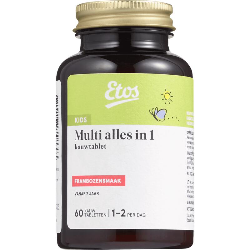 Etos Kids Multi Kauwtabletten Frambozensmaak Tabletten 60 stuks