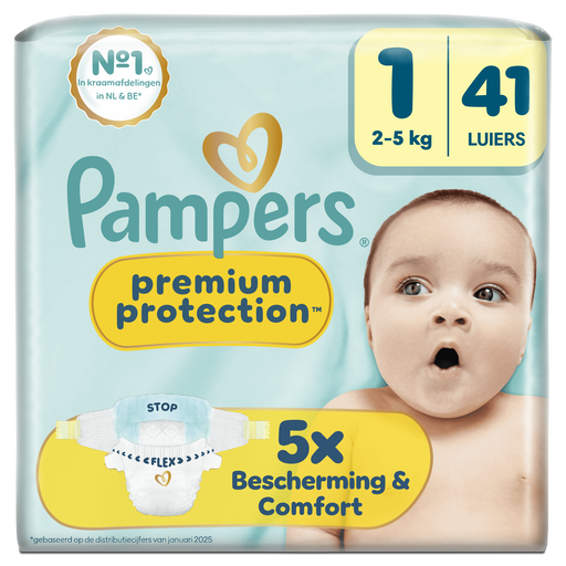 Pampers Premium Protection Luiers Maat 1 2-5 kg 41 stuks