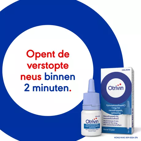 Otrivin Xylometazoline HCI 1 MG/ML Neusdruppels bij een Verstopte Neus 10 ML