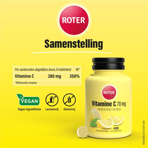 Roter Vitamine C 70 mg citroen 400 kauwtabletten