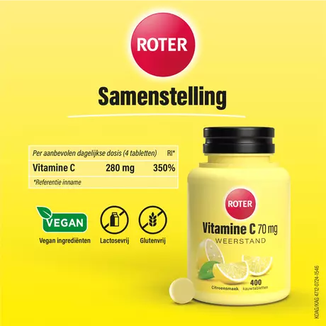 Roter Vitamine C 70 MG Citroen Kauwtabletten 400 stuks