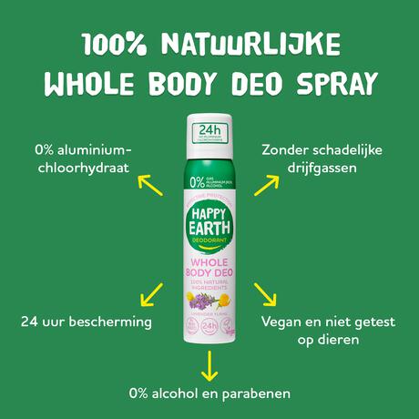 Happy Earth 100% Natural Whole Body Lavender Ylang Deodorant Spray 100 ML