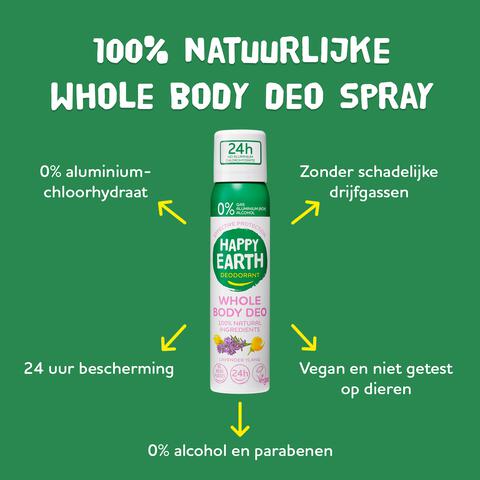 Happy Earth 100% Natural Whole Body Lavender Ylang Deodorant Spray 100 ML