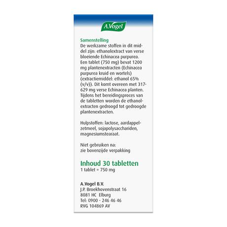 A.Vogel Echinaforce Bij Onvoldoende Weerstand En Griep Tabletten 30 stuks
