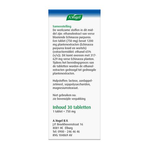 A.Vogel Echinaforce Bij Onvoldoende Weerstand En Griep Tabletten 30 stuks
