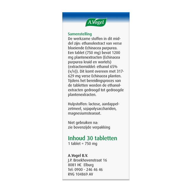 A.Vogel Echinaforce Bij Onvoldoende Weerstand En Griep Tabletten 30 stuks