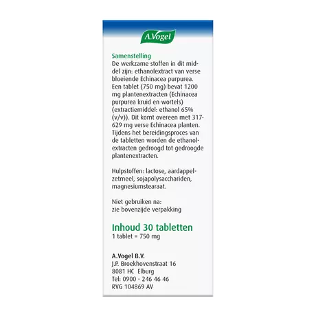 A.Vogel Echinaforce Bij Onvoldoende Weerstand En Griep Tabletten 30 stuks