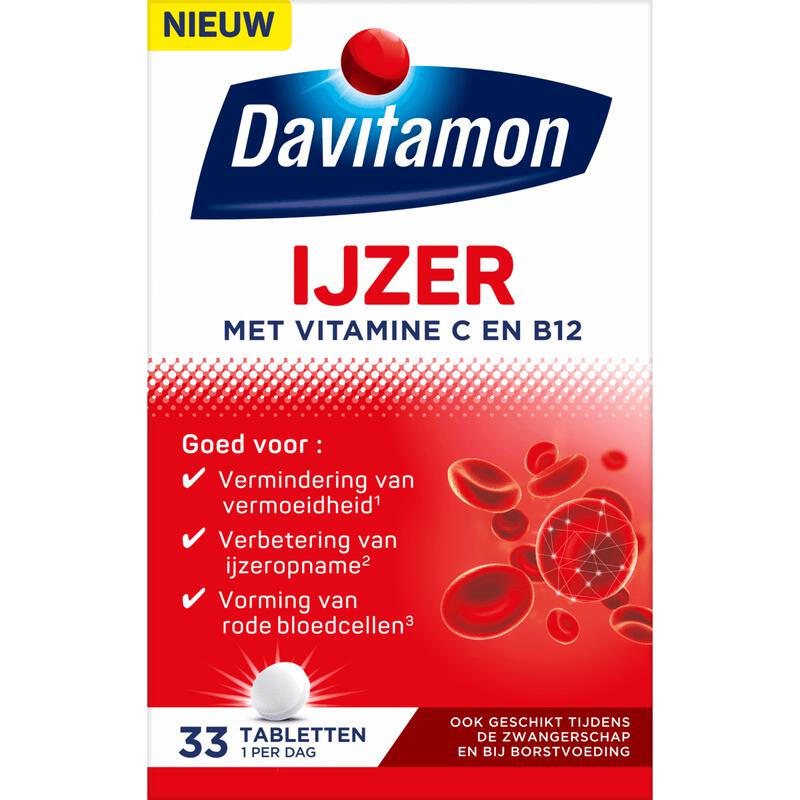 Davitamon Vit C & B12 IJzer Tabletten 33 stuks