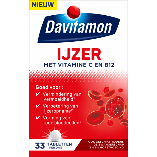 Davitamon Vit C & B12 IJzer Tabletten 33 stuks