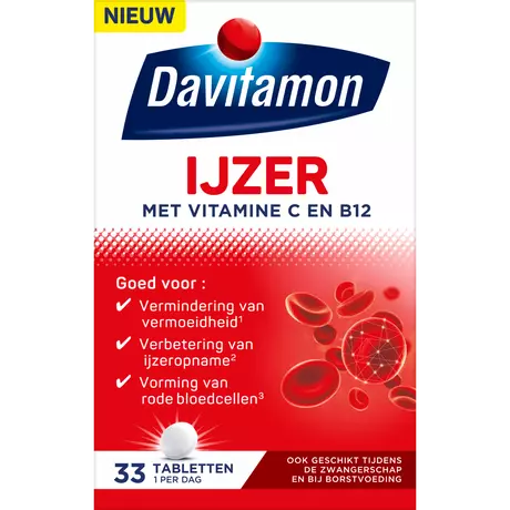 Davitamon Vit C & B12 IJzer Tabletten 33 stuks