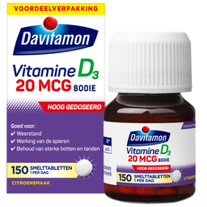 Davitamon Vitamine D3 20 mcg Smelttabletten Voordeelverpakking 150 stuks