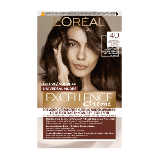 L'Oréal Paris Excellence Universal Nudes Permanente Haarverf 4U Middenbruin