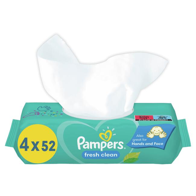 Pampers Fresh Clean Billendoekjes 4 Verpakkingen 208 Stuks
