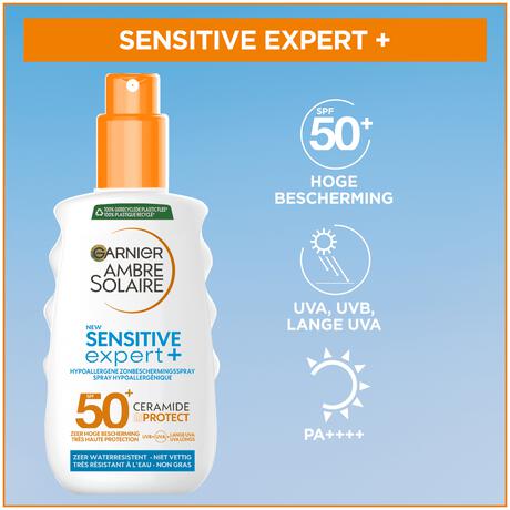 Garnier Ambre Solaire Sensitive Expert Hypoallergene Zonnebrand Spray SPF50 150 ML