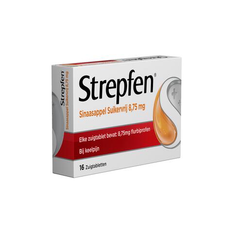 Strepfen Sinaasappel Suikervrij 8,75 mg Zuigtabletten 16 Stuks
