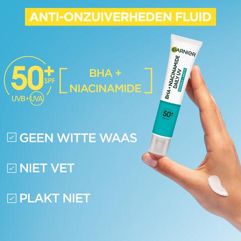 Garnier PureActive BHA + Niacinamide Daily fluid met SPF 50 40ML