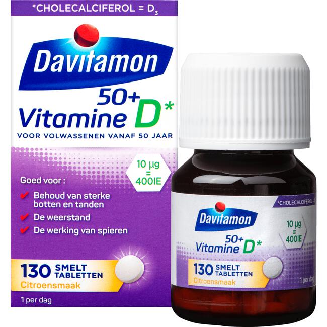 Davitamon Vitamine D 50+ Smelttabletten Citroensmaak