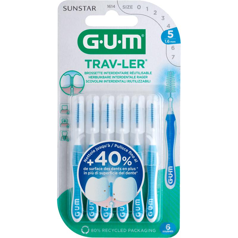 GUM® Trav-Ler Ragers Blauw 1,6 mm 6 stuks