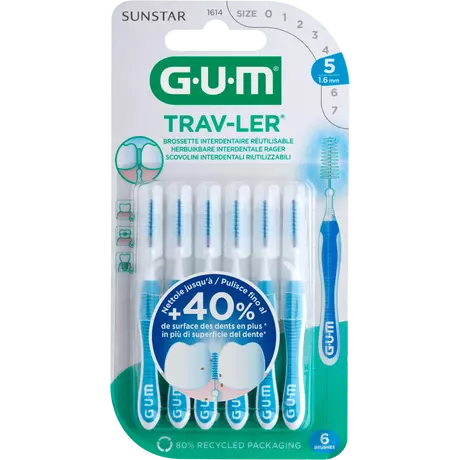 GUM® Trav-Ler Ragers Blauw 1,6 mm 6 stuks