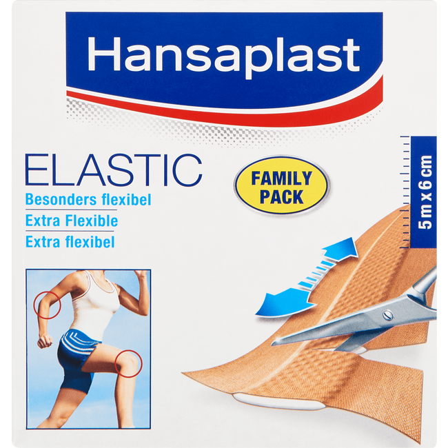 Hansaplast Elastic Extra Flexibele Pleisters Family Pack 5 M x 6 CM