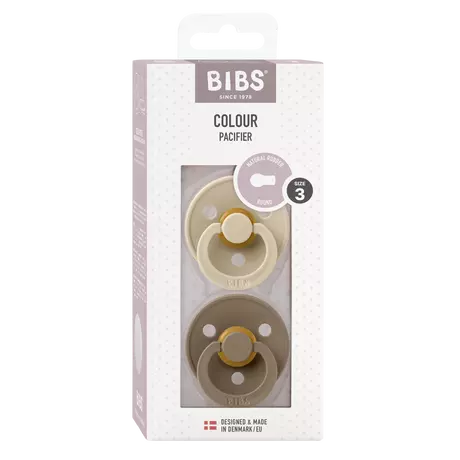 BIBS Colour Fopspeen Rond Latex Maat 3 Vanilla/Dark Oak 2 stuks