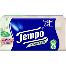 Tempo Natural & Soft zakdoekjes 8x9 stuks