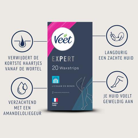 Veet Expert Ontharingsstrips Lichaam & benen Gevoelige Huid 20 stuks