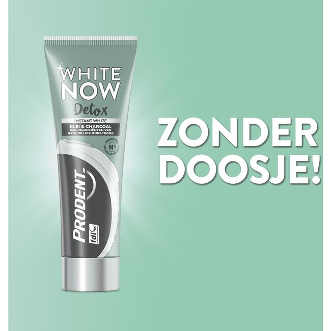 Van toepassing zijn nauwelijks Pathologisch Prodent White Now Detox Klei & Charcoal Whitening Tandpasta 75 ML 75 ML |  Etos