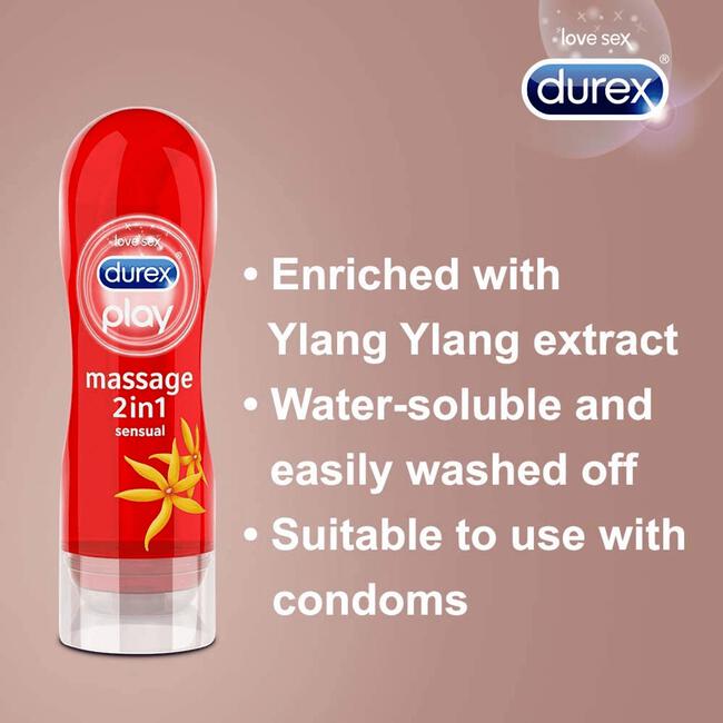 Durex Massage Olie en Glijmiddel 2-in-1 Sensual met Ylang Ylang Waterbasis 200 ML